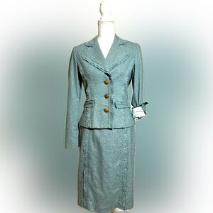 ✨etcetera✨Gorgeous green wool/silk blend skirt suit EUC